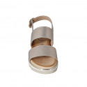 Sandale pour femmes en cuir lamé et imprimé platine talon compensé 4 - Pointures disponibles:  34, 42, 43, 44, 45, 46