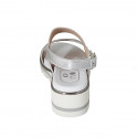 Sandalo da donna in pelle stampata e laminata argento zeppa 4 - Misure disponibili: 44, 45