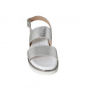 Sandalo da donna in pelle stampata e laminata argento zeppa 4 - Misure disponibili: 44, 45