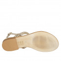 Woman's thong sandal in platinum laminated printed leather with rhinestones heel 1 - Available sizes:  34, 42, 43, 44, 45