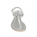 Woman's thong sandal in silver laminated printed leather with rhinestones heel 1 - Available sizes:  33, 34, 42, 43, 44, 45