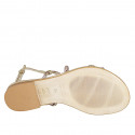 Sandale pour femmes avec strass multicolor en cuir platine lamé talon 1 - Pointures disponibles:  33, 34, 42, 43, 44, 45