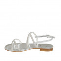 Woman's sandal with rhinestones in silver laminated leather heel 1 - Available sizes:  33, 34, 42, 43, 44, 45