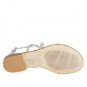Sandale pour femmes avec strass en cuir platine argent talon 1 - Pointures disponibles:  33, 34, 42, 43, 44, 45