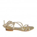 Woman's gladiator sandal with multicolored rhinestones in platinum laminated leather heel 1 - Available sizes:  33, 42, 43, 44