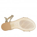 Sandale spartiates à lacets avec strass multicouleur pour femmes en cuir lamé platine talon 1 - Pointures disponibles:  33, 42, 43, 44