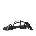 Sandale spartiates à lacets avec strass pour femmes en cuir noir talon 1 - Pointures disponibles:  34, 45