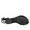 Sandale spartiates à lacets avec strass pour femmes en cuir noir talon 1 - Pointures disponibles:  34, 45