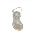 Sandale pour femmes avec strass de cristal en forme de fleurs en cuir lamé argent talon 6 - Pointures disponibles:  32, 34, 42, 43, 44