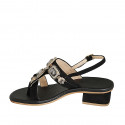 Sandale entredoigt pour femmes en daim noir avec strass carrés en cristal talon 4 - Pointures disponibles:  33, 34, 42, 43, 45, 46
