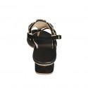 Sandalia de dedo para mujer en gamuza negra con pedreria de cristal a forma cuadrada 4 - Tallas disponibles:  33, 42, 45