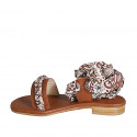 Sandalia para mujer con cinturon y accesorio bufanda en piel cognac tacon 2 - Tallas disponibles:  33, 34, 43, 44, 46