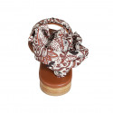 Sandalia para mujer con cinturon y accesorio bufanda en piel cognac tacon 2 - Tallas disponibles:  33, 34, 43