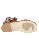 Sandalia para mujer con cinturon y accesorio bufanda en piel cognac tacon 2 - Tallas disponibles:  33, 34, 43, 44, 46