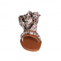 Sandale pour femmes avec courroie et accessoire foulard en cuir cognac talon 2 - Pointures disponibles:  33, 34, 42, 43, 44, 46