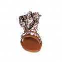 Sandalia para mujer con cinturon y accesorio bufanda en piel cognac tacon 2 - Tallas disponibles:  33, 34, 43
