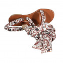 Sandalia para mujer con cinturon y accesorio bufanda en piel cognac tacon 2 - Tallas disponibles:  33, 34, 43, 44, 46