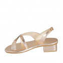 Woman's thong sandal in copper laminated leather with crystal rhinestones heel 4 - Available sizes:  32, 33, 34, 42, 43, 44, 45, 46