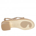 Sandale entredoigt pour femmes en cuir lamé cuivre avec strass en cristal talon 4 - Pointures disponibles:  32, 33, 34, 42, 43, 44, 45, 46