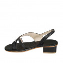 Sandale entredoigt pour femmes en cuir noir avec strass en cristal talon 4 - Pointures disponibles:  33, 42, 43, 44, 45, 46