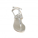Sandale entredoigt pour femmes avec courroie en cuir lamé argent talon 2 - Pointures disponibles:  33, 34, 42, 43, 44, 45, 46