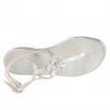 Woman's thong sandal with strap and rhinestones in silver laminated leather heel 2 - Available sizes:  33, 34, 42, 43, 44, 45, 46