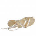 Sandale entredoigt spartiates à lacets pour femmes en cuir lamé platine talon 2 - Pointures disponibles:  32, 33, 42, 43, 45