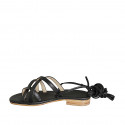 Sandale entredoigt spartiates à lacets pour femmes en cuir noir talon 2 - Pointures disponibles:  32, 33, 34, 42, 43, 44, 45, 46