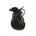 Sandale entredoigt spartiates à lacets pour femmes en cuir noir talon 2 - Pointures disponibles:  32, 33