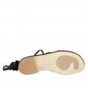 Sandalia de dedo estilo gladiador con cordones para mujer en piel negra tacon 2 - Tallas disponibles:  32, 33, 34, 42, 43, 44, 45, 46