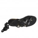 Sandale entredoigt spartiates à lacets pour femmes en cuir noir talon 2 - Pointures disponibles:  32, 33, 34, 42, 43, 44, 45, 46