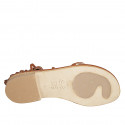 Sandale entredoigt spartiates à lacets pour femmes en cuir cognac talon 2 - Pointures disponibles:  32, 33, 34, 42, 43, 44