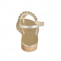 Sandale entredoigt pour femmes en cuir lamé platine avec strass en cristal multicouleurs talon 2 - Pointures disponibles:  33, 34, 42, 43, 44, 45, 46