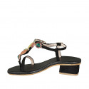 Sandale entredoigt pour femmes en daim noir avec strass en cristal en forme de fruits et courroie talon 4 - Pointures disponibles:  34, 42, 46