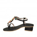 Woman's thong sandal in black suede with fruit-shaped crystal rhinestones and strap heel 4 - Available sizes:  32, 33, 34, 42, 43, 45, 46