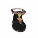 Sandale entredoigt pour femmes en daim noir avec strass en cristal en forme de fruits et courroie talon 4 - Pointures disponibles:  34, 42, 46