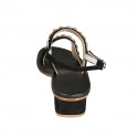 Sandale pour femmes avec strass de cristal en forme de fleurs en daim noir talon 4 - Pointures disponibles:  32, 33, 34, 42, 43, 44, 45