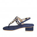 Sandale pour femmes avec strass de cristal en forme de fleurs en daim bleu talon 4 - Pointures disponibles:  33, 43, 44, 45