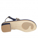 Sandale pour femmes avec strass de cristal en forme de fleurs en daim bleu talon 4 - Pointures disponibles:  45