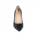 Women's pointy pump shoe in black-colored leather heel 7 - Available sizes:  32, 34, 43, 45