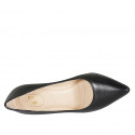 Zapato de salón puntiagudo para mujer en piel de color negra tacon 7 - Tallas disponibles:  32, 34, 43, 45