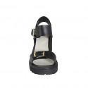 Woman's sandal with adjustable buckles in black leather heel 5 - Available sizes:  33, 34, 42, 44, 45