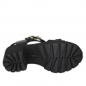 Sandale pour femmes avec boucles réglables en cuir noir talon 5 - Pointures disponibles:  34, 42, 44, 45