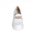 Woman's loafer in white leather with chain heel 5 - Available sizes:  32, 33, 34, 42, 43, 44, 46