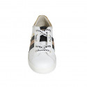 Scarpa stringata da donna in pelle bianca, nera e laminata bronzo con borchie e plantare estraibile zeppa 2 - Misure disponibili: 33