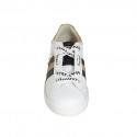 Woman's laced shoe in white, black and laminated bronze leather with studs and removable insole wedge heel 2 - Available sizes:  33, 34, 42, 43, 44