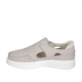 Woman's highfronted shoe with velcro strap in gray suede wedge heel 4 - Available sizes:  42, 43, 44 2