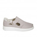 Woman's highfronted shoe with velcro strap in gray suede wedge heel 4 - Available sizes:  33, 34, 42, 43, 44, 45