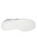 Scarpa stringata in pelle bianca e laminata argento e camoscio azzurro con strass e plantare estraibile zeppa 4 - Misure disponibili: 42, 43, 44