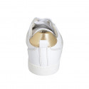 Woman's laced shoe in white and bronze laminated leather and beige suede with removable insole wedge heel 2 - Available sizes:  33, 34, 42, 43, 44, 45